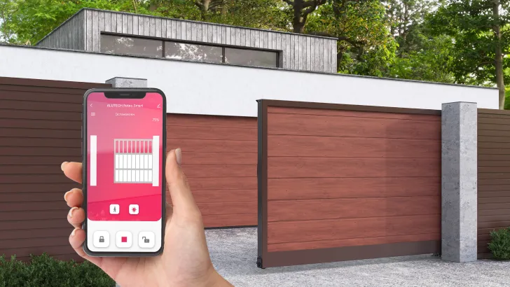 Умный привод для откатных ворот ALUTECH Roteo RTO-1000MKIT-Sm + рейка ROA8 (5 шт.)